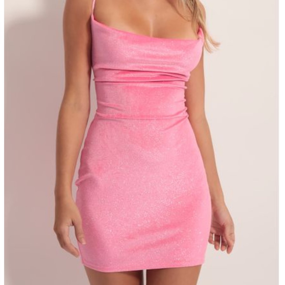 Pink Cowl Neck Dress
